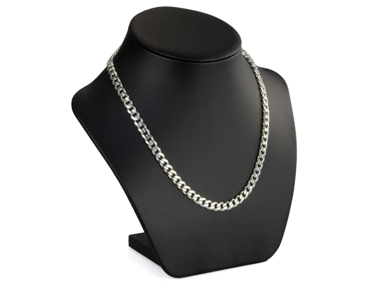Sterling Silver 6.5mm Diamond Cut Metric Curb Chain 18"/45cm Hallmarked