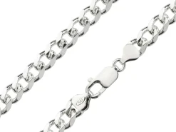 Sterling Silver 7.6mm Diamond Cut Metric Curb Chain 18"/45cm Hallmarked