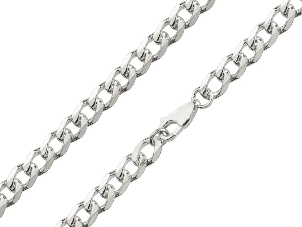 Sterling Silver 5.2mm Diamond Cut Metric Curb Chain 18"/45cm Hallmarked
