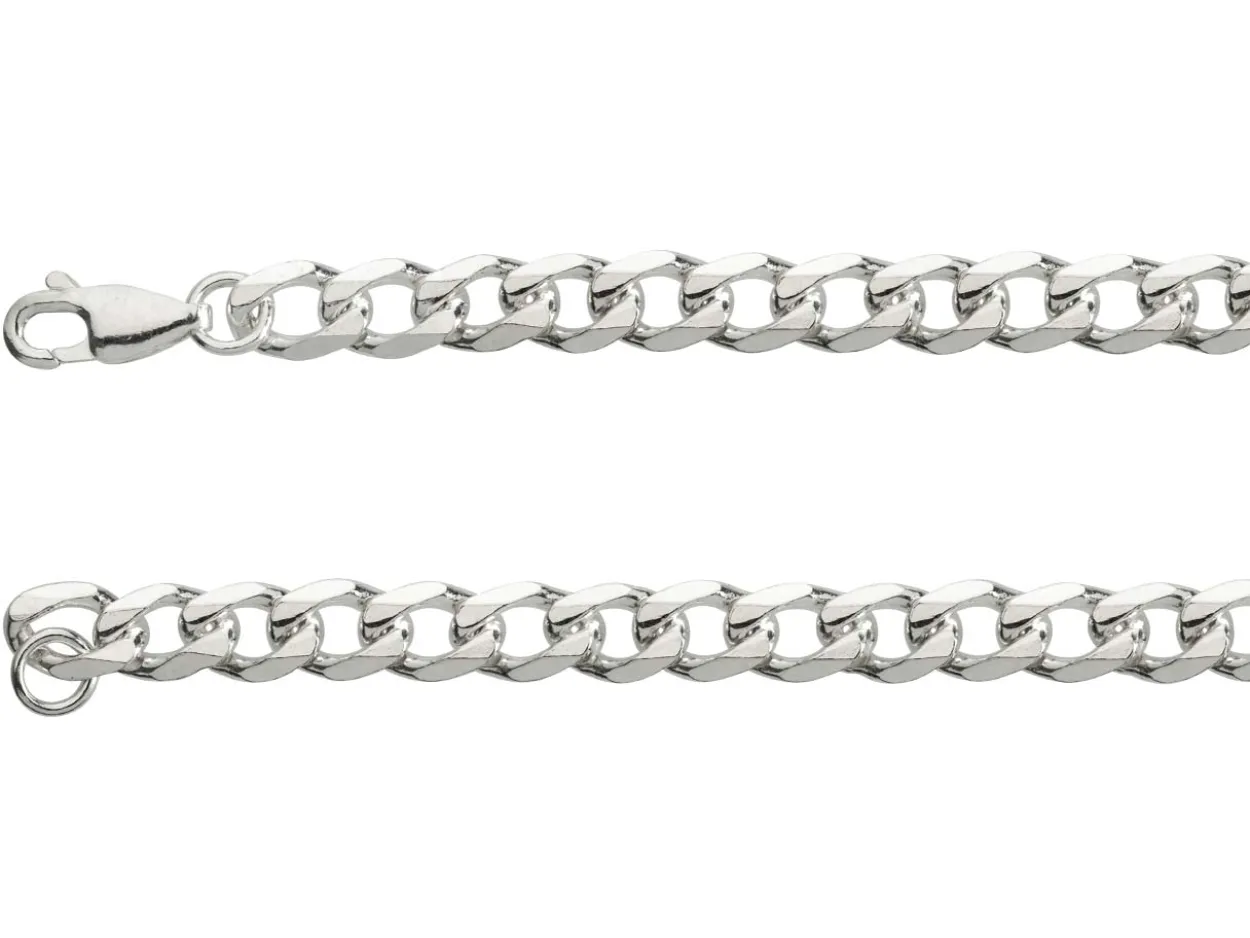 Sterling Silver 5.2mm Diamond Cut Metric Curb Chain 18"/45cm Hallmarked