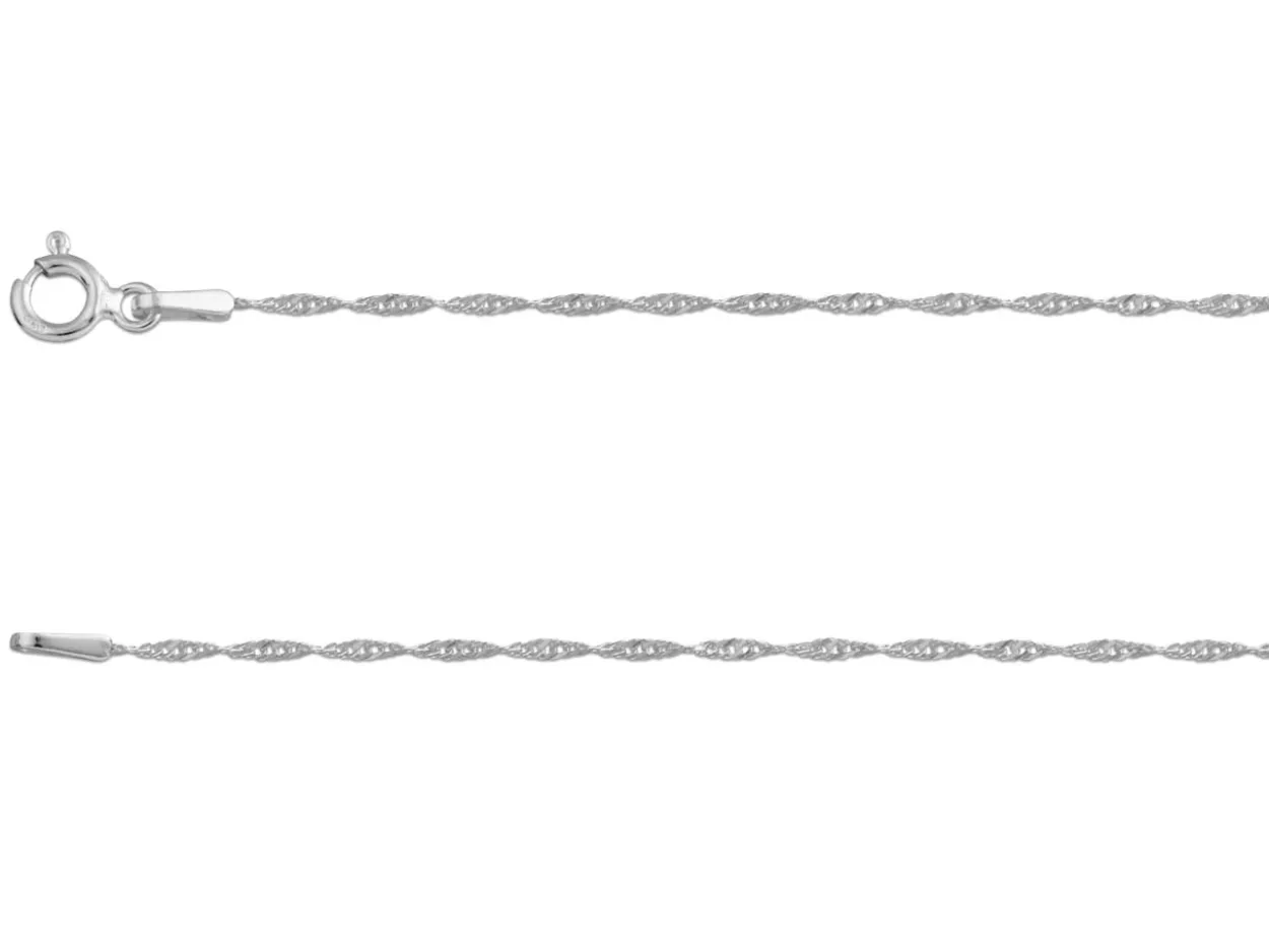 Sterling Silver 1.2mm Diamond Cut Singapore Rope Chain 16"/40cm Unhallmarked 100% Recycled Silver
