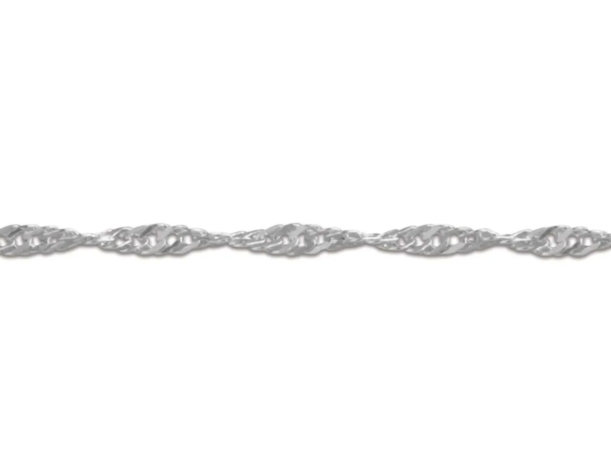 Sterling Silver 1.2mm Diamond Cut Singapore Rope Chain 20"/50cm Unhallmarked 100% Recycled Silver