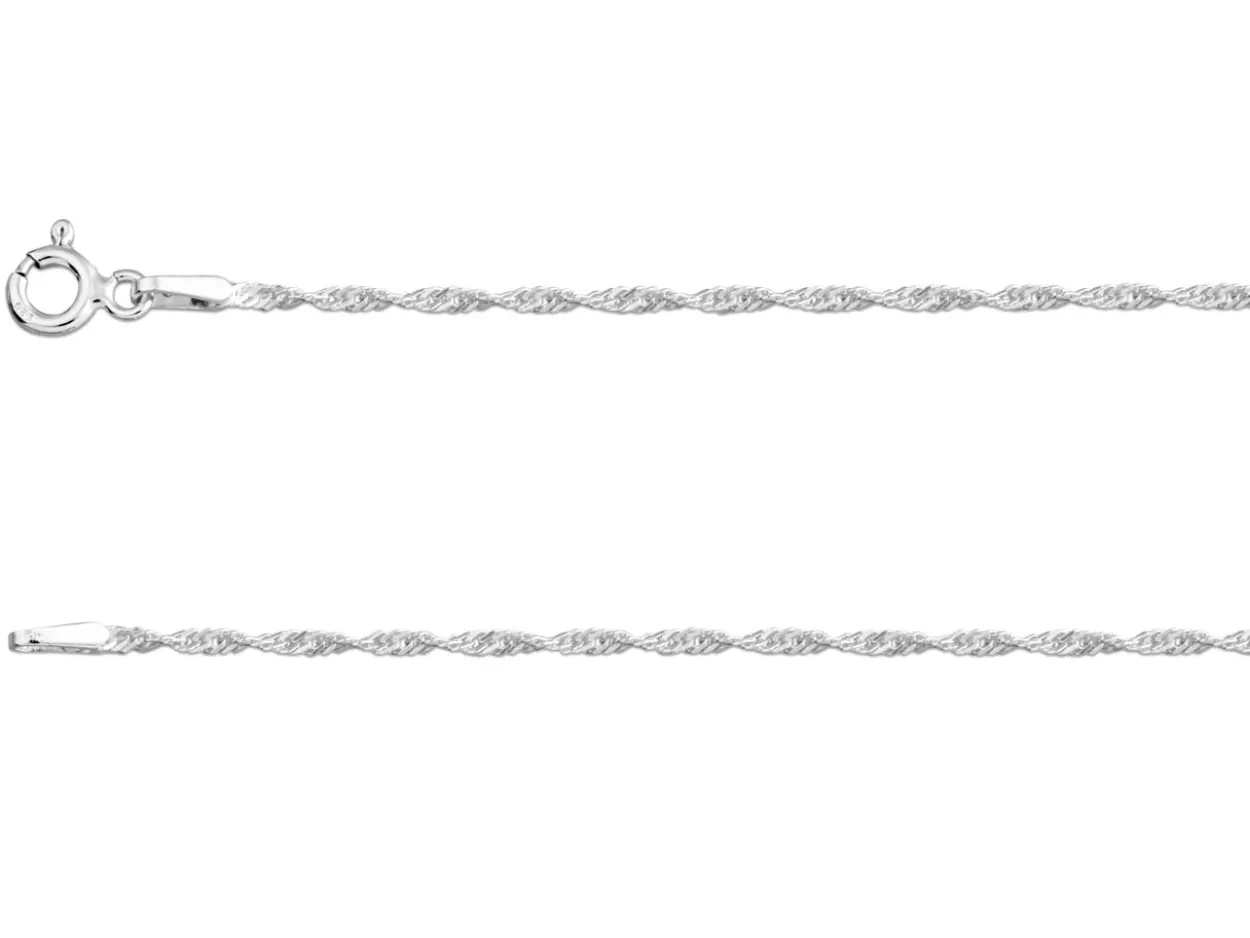 Sterling Silver 1.5mm Diamond Cut Singapore Rope Chain 20"/50cm Unhallmarked 100% Recycled Silver