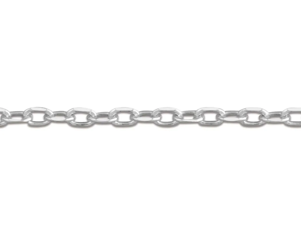 Sterling Silver 1.5mm Diamond Cut Oval Trace Chain 18"/45cm Unhallmarked 100% Recycled Silver