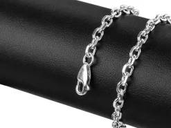 Sterling Silver 3.5mm Diamond Cut Oval Trace Bracelet 8.5