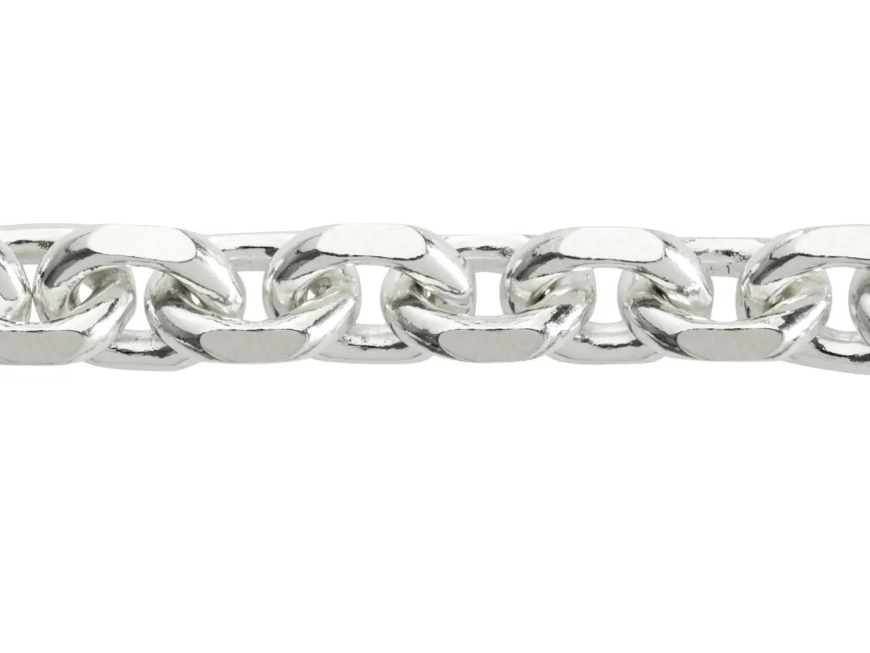 Sterling Silver 8.4mm Diamond Cut Oval Trace Bracelet 8.5"/21cm Hallmarked