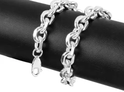 Sterling Silver 8.4mm Diamond Cut Oval Trace Bracelet 8.5