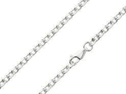 Sterling Silver 3.5mm Diamond Cut Oval Trace Chain 20"/50cm Hallmarked
