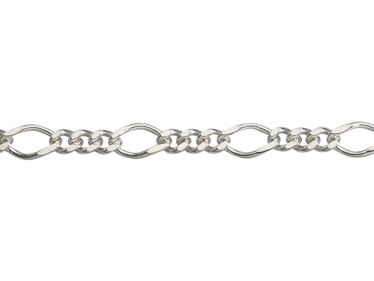 Sterling Silver 6.0mm Diamond Cut Figaro Chain Loose Unhallmarked 100% Recycled Silver