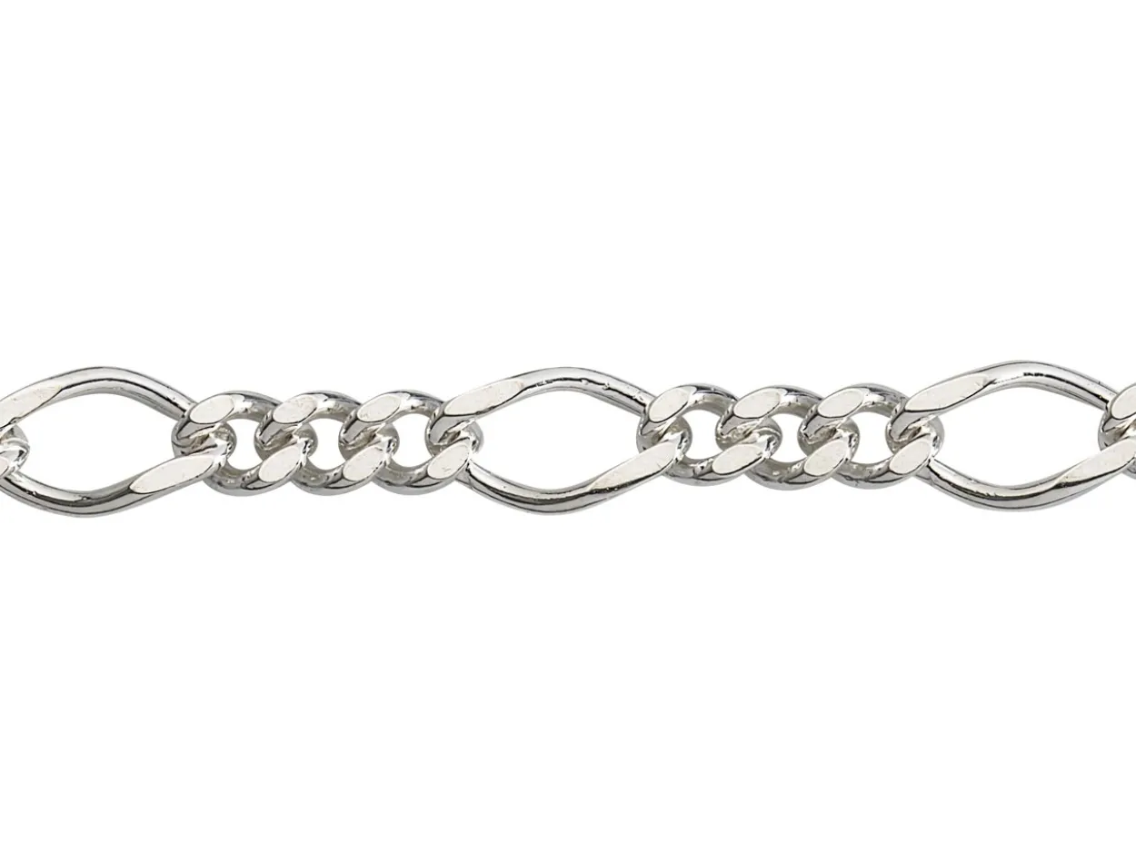 Sterling Silver 6.0mm Diamond Cut Figaro Chain Loose Unhallmarked 100% Recycled Silver