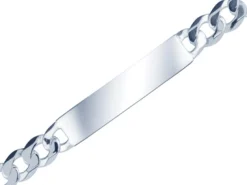 Sterling Silver 7.4mm Diamond Cut Curb Identity Bracelet 21.5cm/8.5" Hallmarked