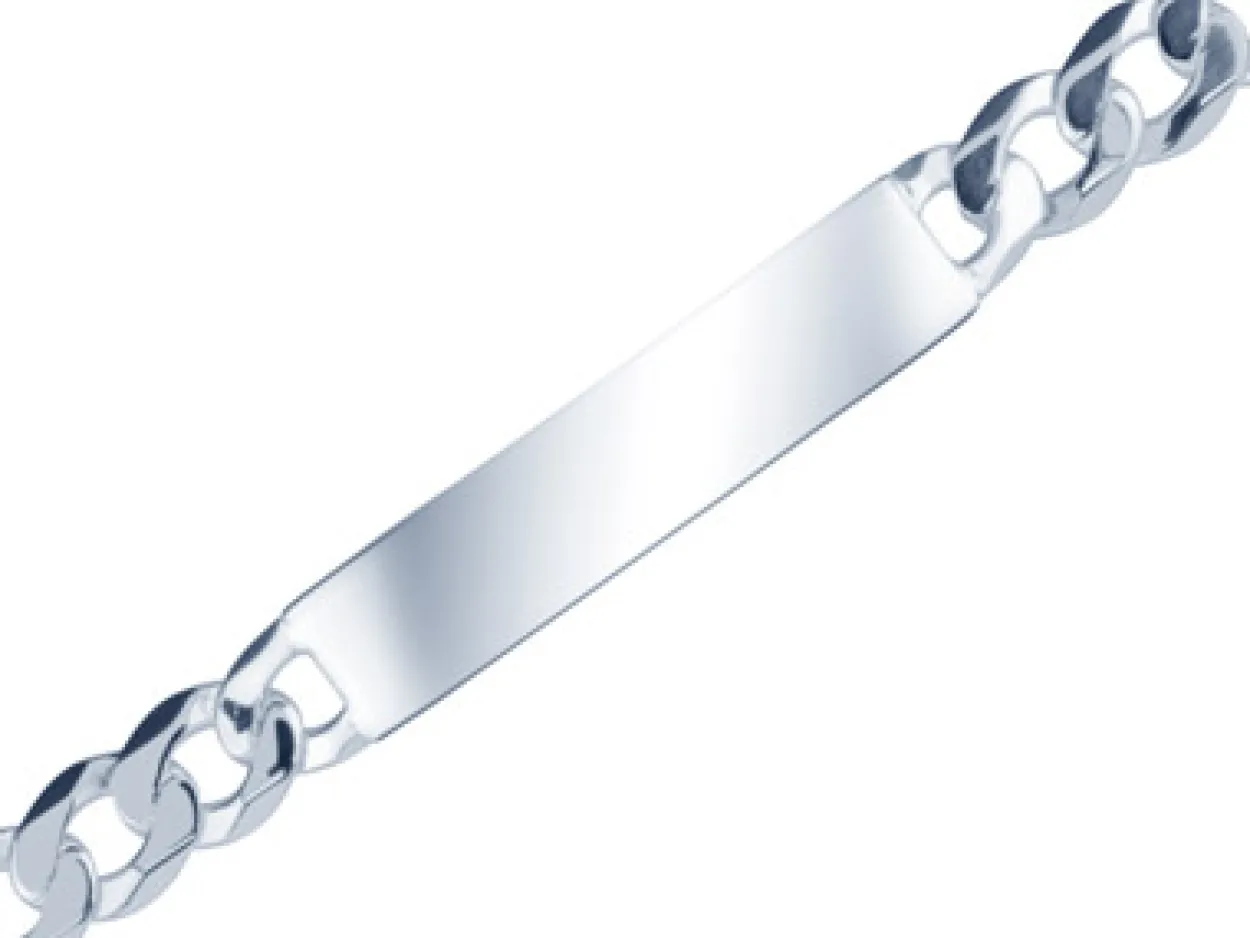 Sterling Silver 7.4mm Diamond Cut Curb Identity Bracelet 21.5cm/8.5" Hallmarked