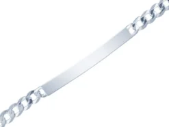 Sterling Silver 4.0mm Diamond Cut Curb Identity Bracelet 18.4cm/7.25" Hallmarked
