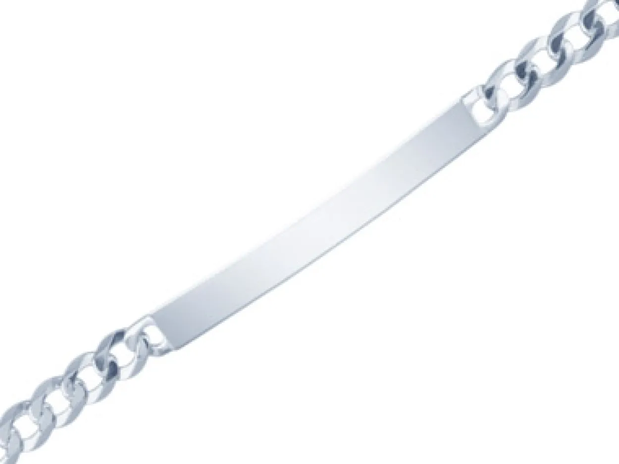 Sterling Silver 4.0mm Diamond Cut Curb Identity Bracelet 18.4cm/7.25" Hallmarked