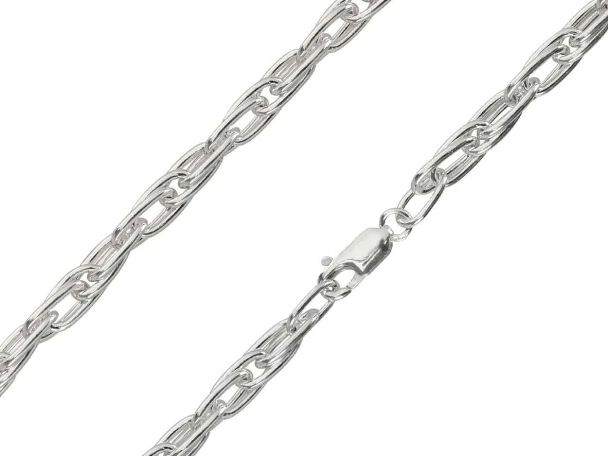 Sterling Silver 4.9mm Double Oval Trace Bracelet 7.5"/19cm Hallmarked