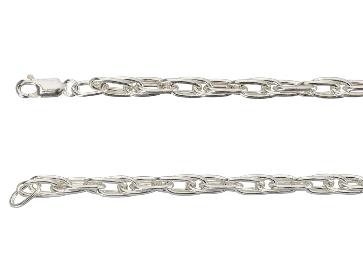 Sterling Silver 4.9mm Double Oval Trace Bracelet 7.5"/19cm Hallmarked