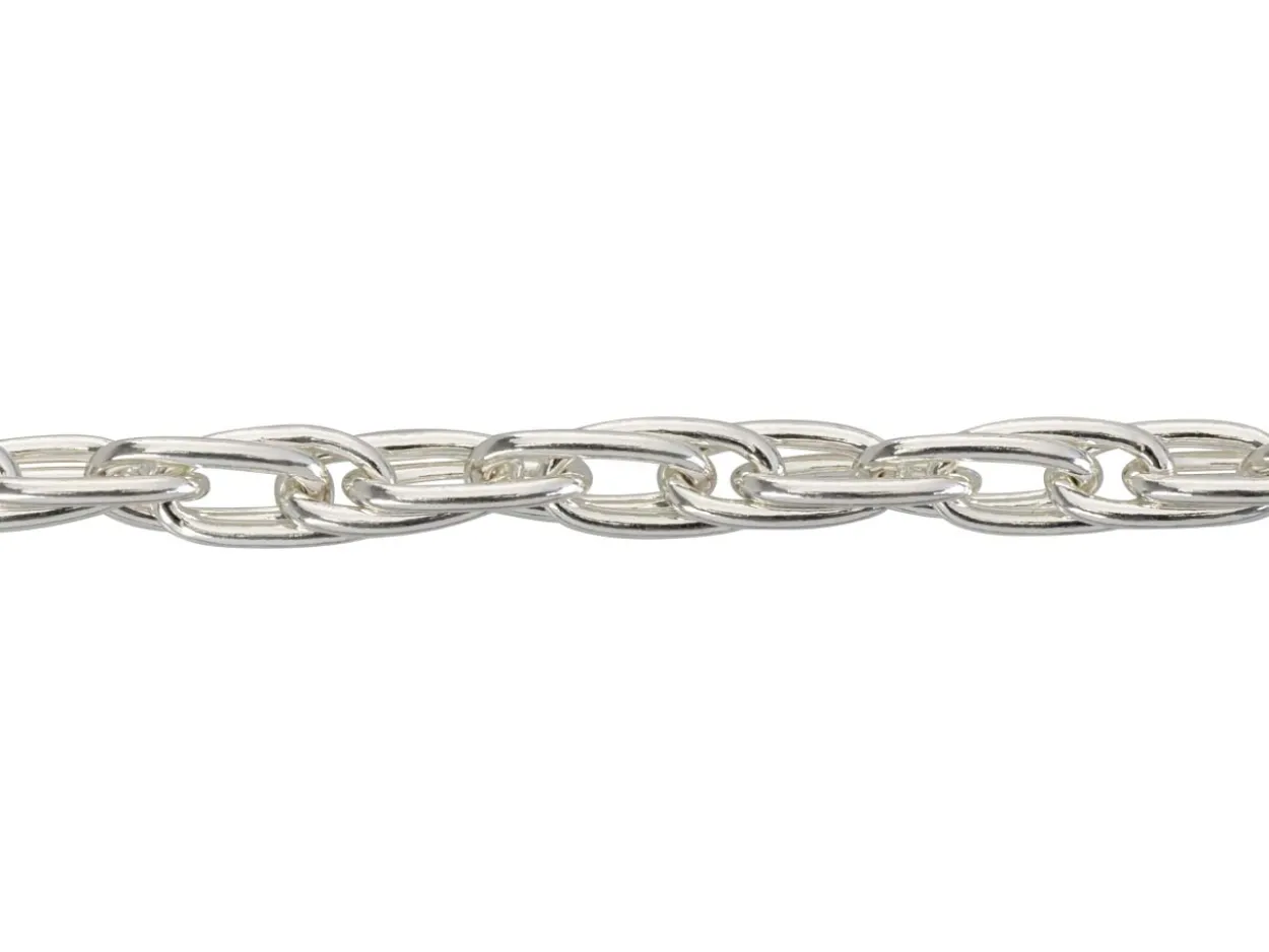 Sterling Silver 4.9mm Double Oval Trace Bracelet 7.5"/19cm Hallmarked