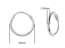 Sterling Silver 16.0mm Endless Hoops, Pack Of 2