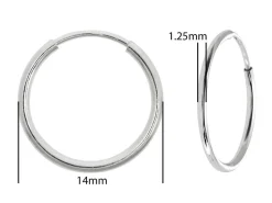 Sterling Silver 14.0mm Endless Hoops, Pack Of 2