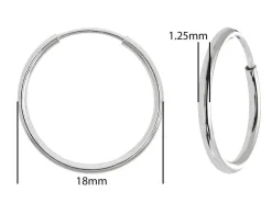 Sterling Silver 18.0mm Endless Hoops, Pack Of 2