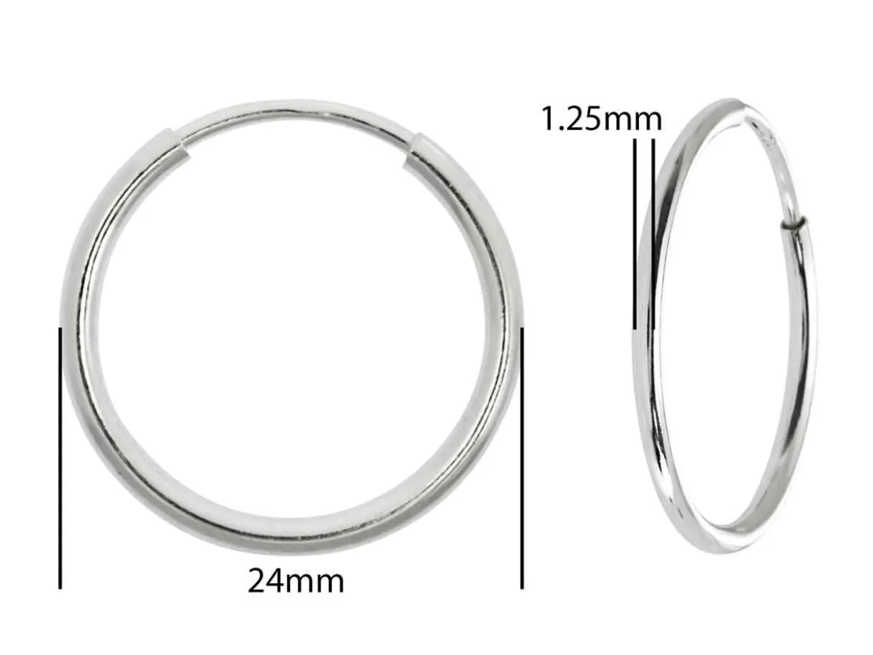 Sterling Silver 24.0mm Endless Hoops, Pack Of 2