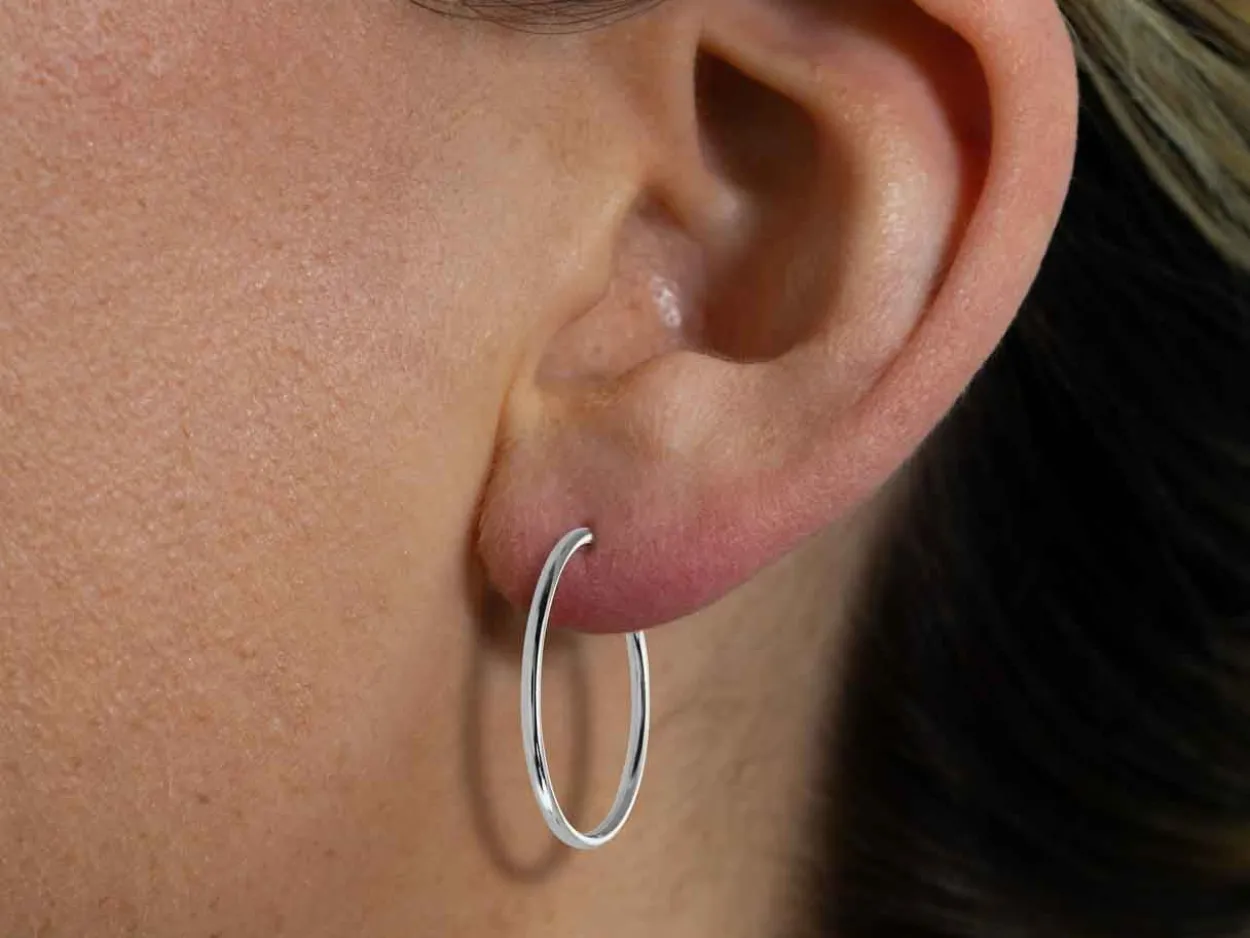 Sterling Silver 24.0mm Endless Hoops, Pack Of 2
