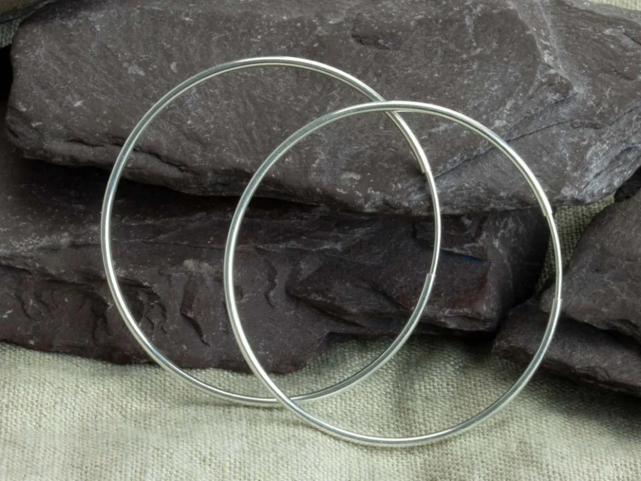 Sterling Silver 38.0mm Endless Hoops, Pack Of 2