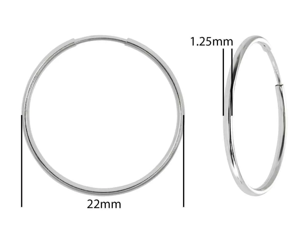 Sterling Silver 22.0mm Endless Hoops, Pack Of 2