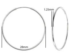 Sterling Silver 28.0mm Endless Hoops, Pack Of 2