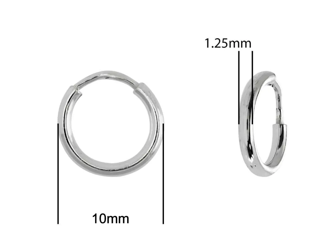 Sterling Silver 10.0mm Endless Sleeper Hoops, Pack Of 2