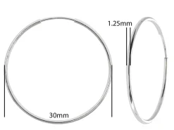 Sterling Silver 30.0mm Endless Sleeper Hoops, Pack Of 2