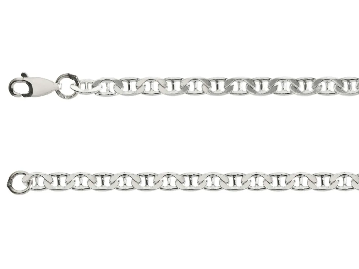 Sterling Silver 3.7mm Filed Anchor Curb Chain 16"/40cm /40cm Hallmarked