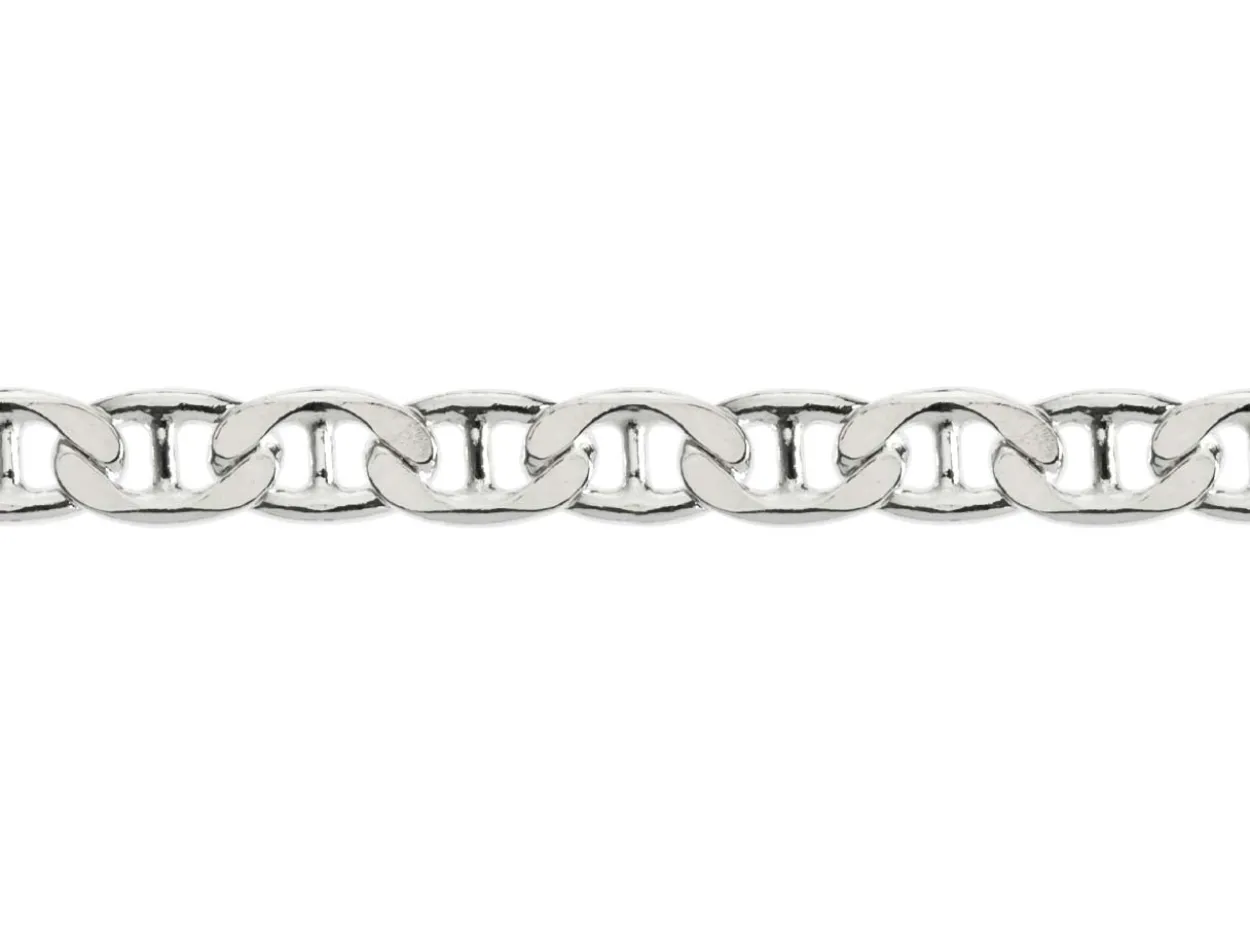 Sterling Silver 3.7mm Filed Anchor Curb Chain 16"/40cm /40cm Hallmarked
