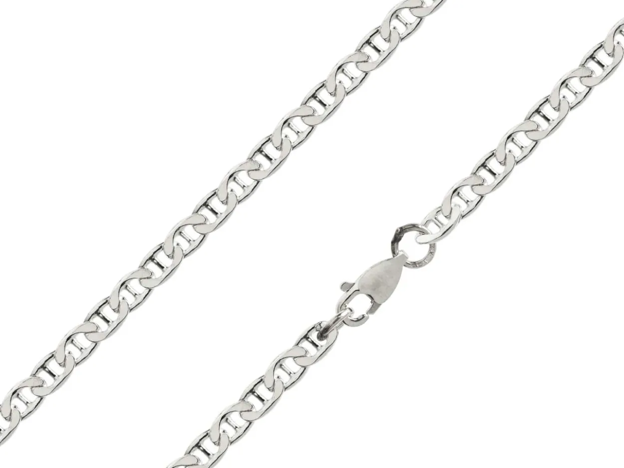 Sterling Silver 3.7mm Filed Anchor Curb Chain 18"/45cm Hallmarked