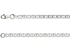 Sterling Silver 3.7mm Filed Anchor Curb Chain 18"/45cm Hallmarked