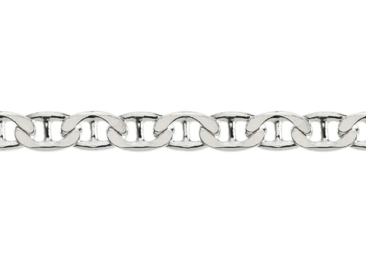 Sterling Silver 3.7mm Filed Anchor Curb Chain 18"/45cm Hallmarked