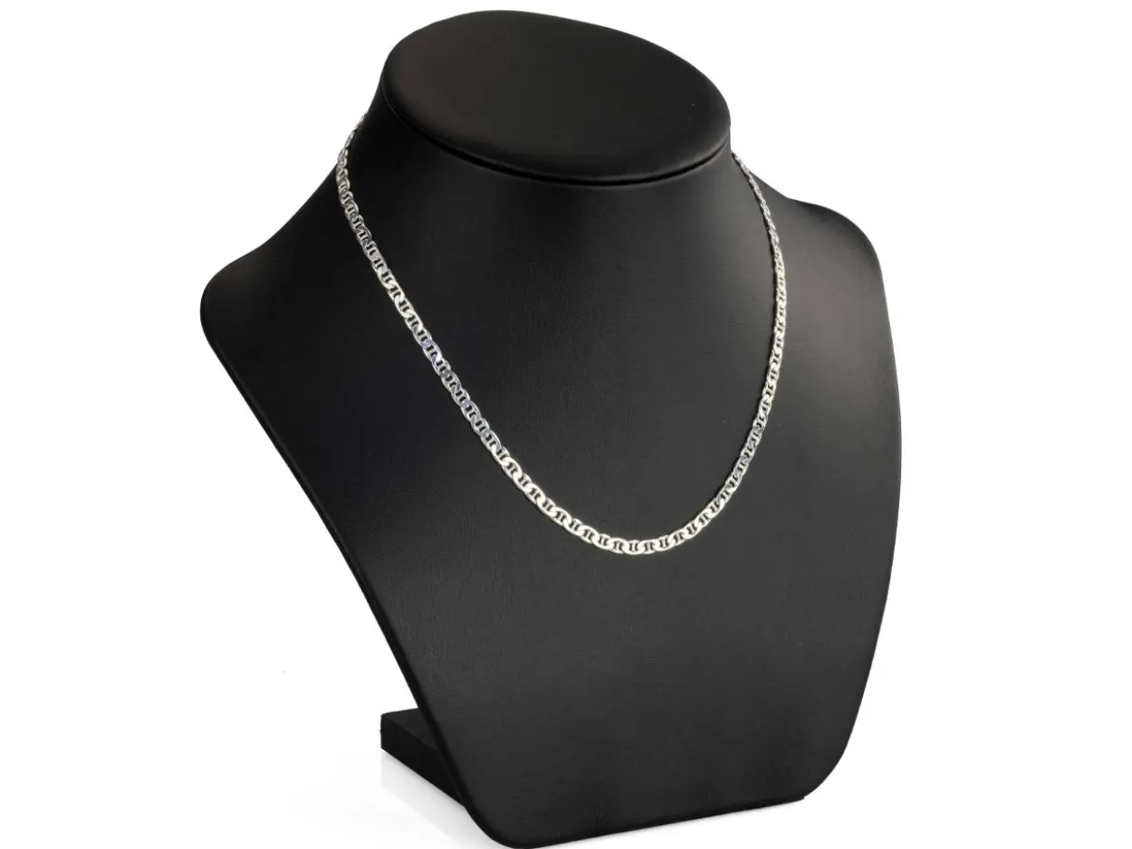 Sterling Silver 3.7mm Filed Anchor Curb Chain 18"/45cm Hallmarked