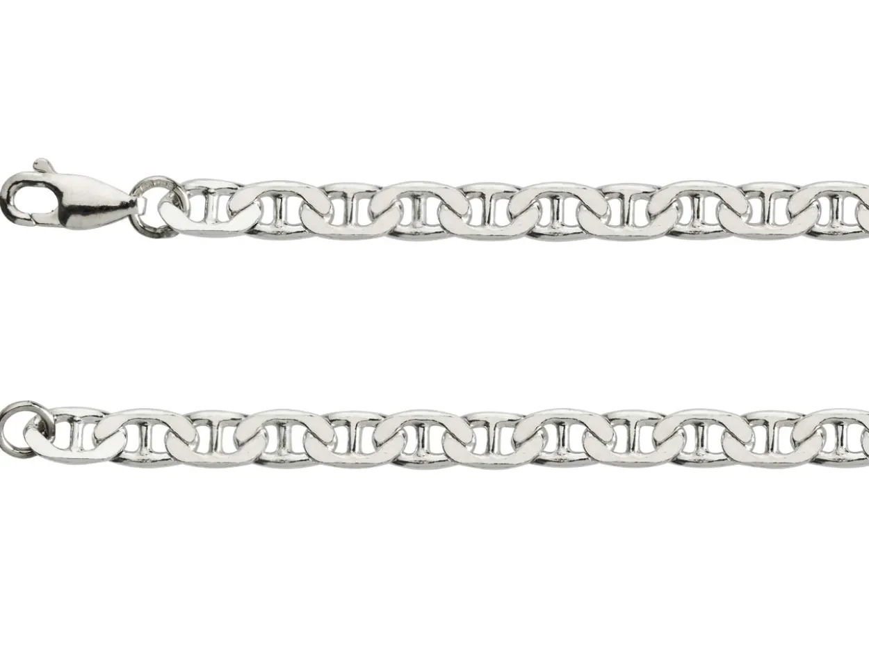 Sterling Silver 4.7mm Filed Anchor Curb Chain 16"/40cm Hallmarked