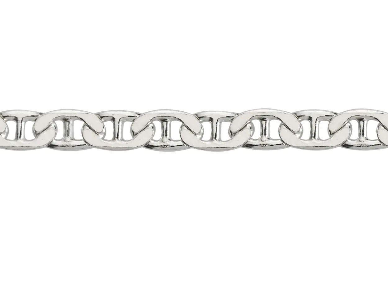Sterling Silver 4.7mm Filed Anchor Curb Chain 16"/40cm Hallmarked