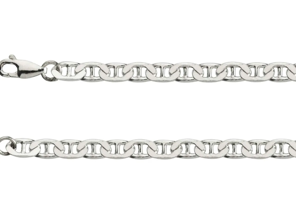 Sterling Silver 4.7mm Filed Anchor Curb Chain 18"/45cm /45cm Hallmarked