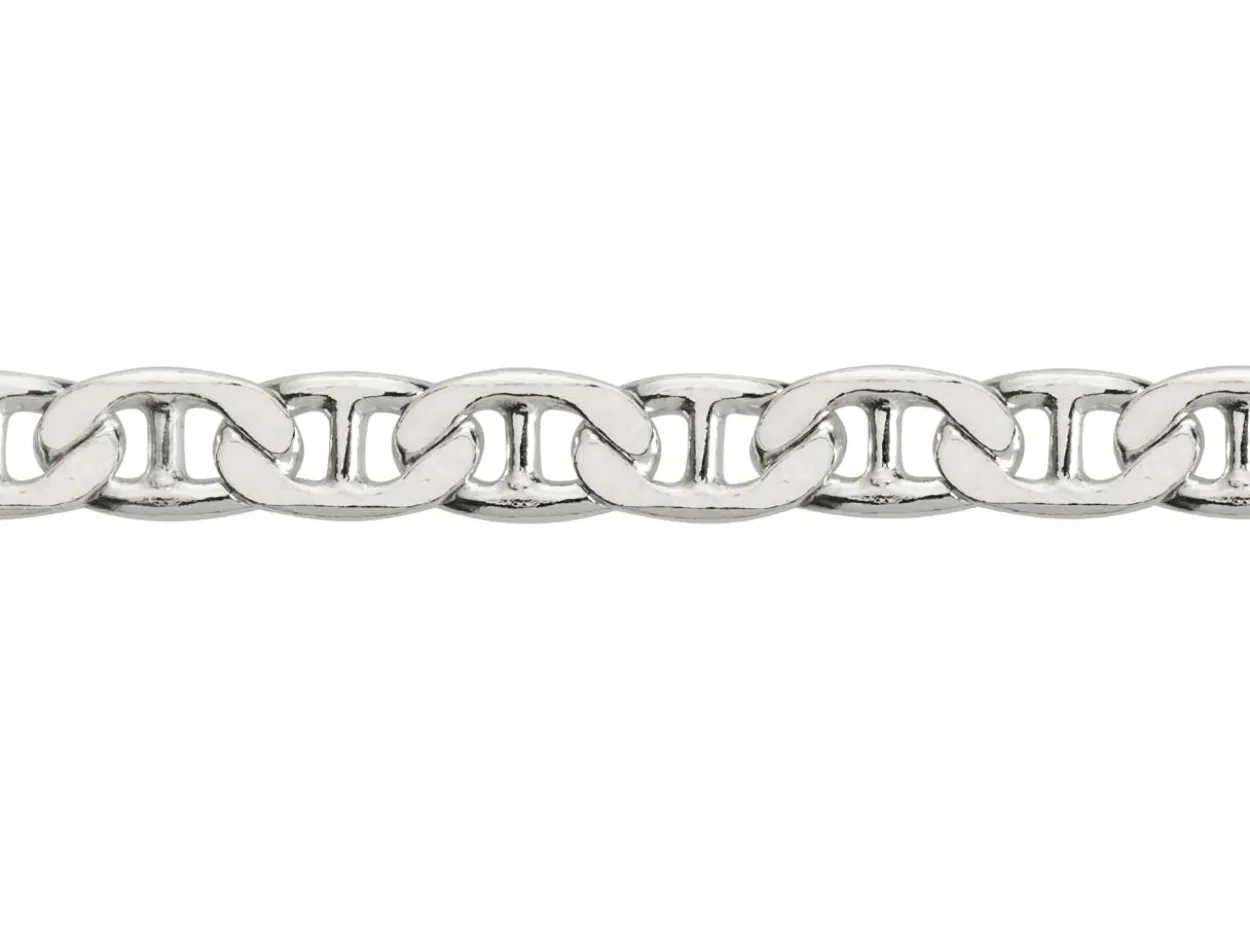 Sterling Silver 4.7mm Filed Anchor Curb Chain 18"/45cm /45cm Hallmarked
