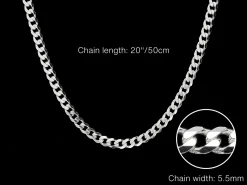 Sterling Silver 5.5mm Filed Bevelled Curb Chain 20