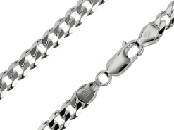 Sterling Silver 5.5mm Filed Bevelled Curb Chain 18"/45cm Hallmarked, 100% Recycled Silver