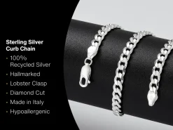 Sterling Silver 5.5mm Filed Bevelled Curb Chain 18"/45cm Hallmarked, 100% Recycled Silver