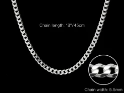 Sterling Silver 5.5mm Filed Bevelled Curb Chain 18