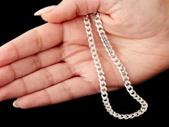 Sterling Silver 5.5mm Filed Bevelled Curb Chain 18