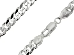 Sterling Silver 6.6mm Filed Bevelled Curb Chain 18"/45cm Hallmarked, 100% Recycled Silver