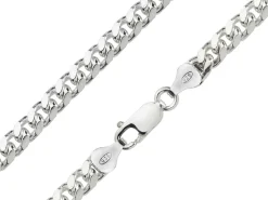 Sterling Silver 5.6mm Filed Bevelled Curb Bracelet 8.5"/21cm Hallmarked