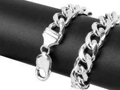Sterling Silver 10.0mm Filed Bevelled Curb Bracelet 8.5