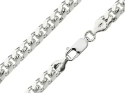 Sterling Silver 6.4mm Filed Bevelled Curb Bracelet 8.5"/21cm Hallmarked